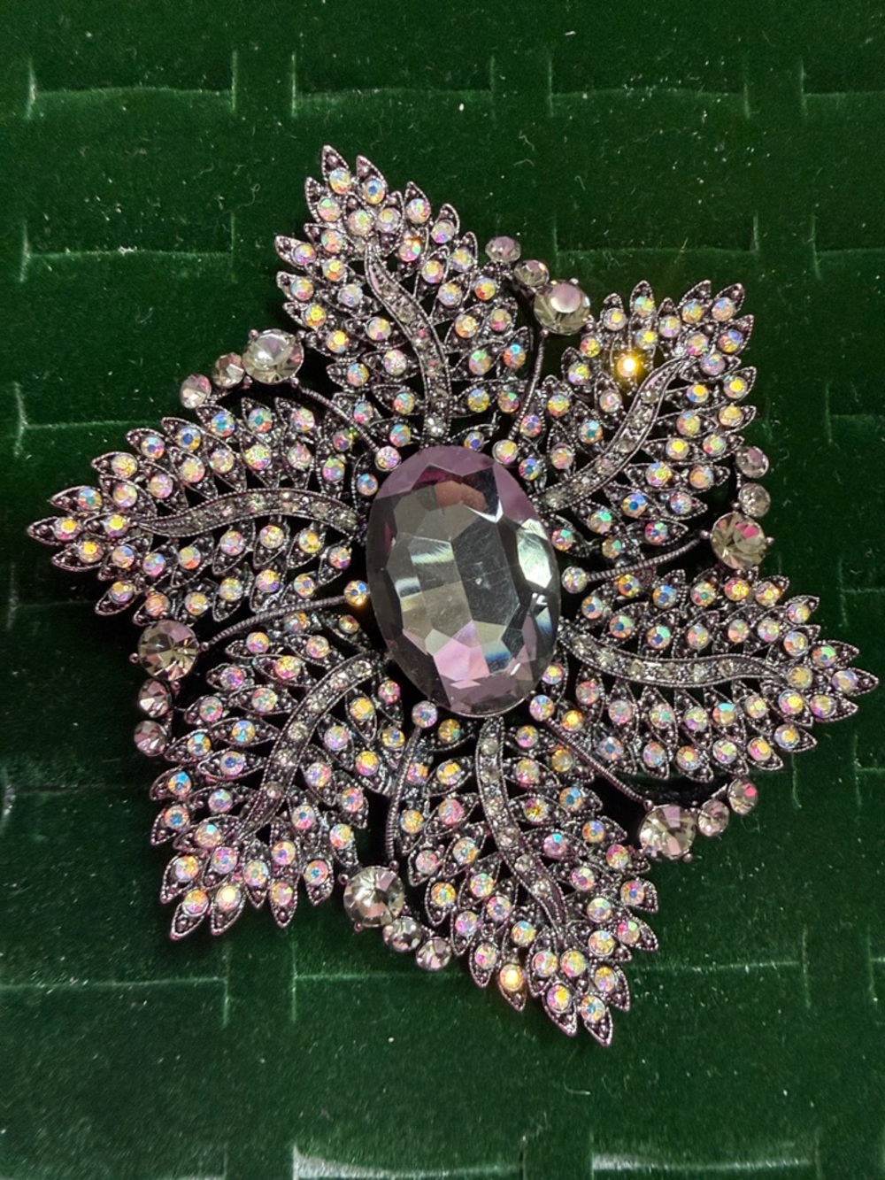 JOAN RIVERS Aurora Crystal Floral Statement Brooch in Purple